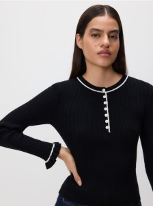 Sweter w prążek - czarny