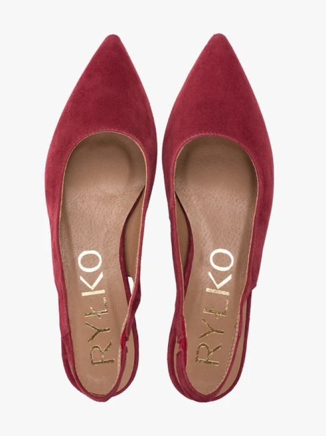 Bordowe czółenka bez pięty slingback