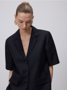 Marynarka z lnem - czarny