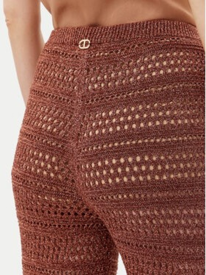 TWINSET Spodnie dzianinowe 251TT3196 Brązowy Wide Leg