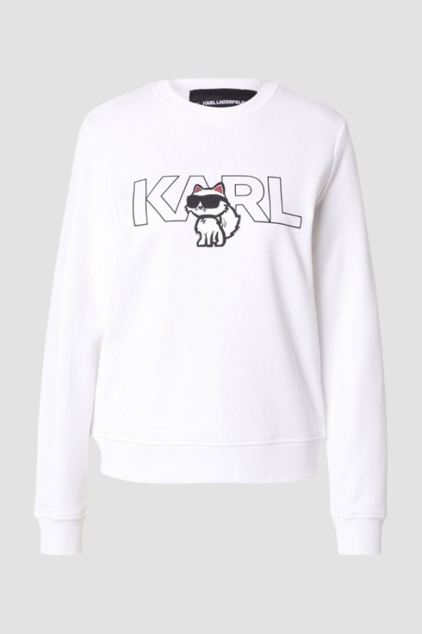 KARL LAGERFELD Biała bluza damska Ikon z nadrukiem, Rozmiar S