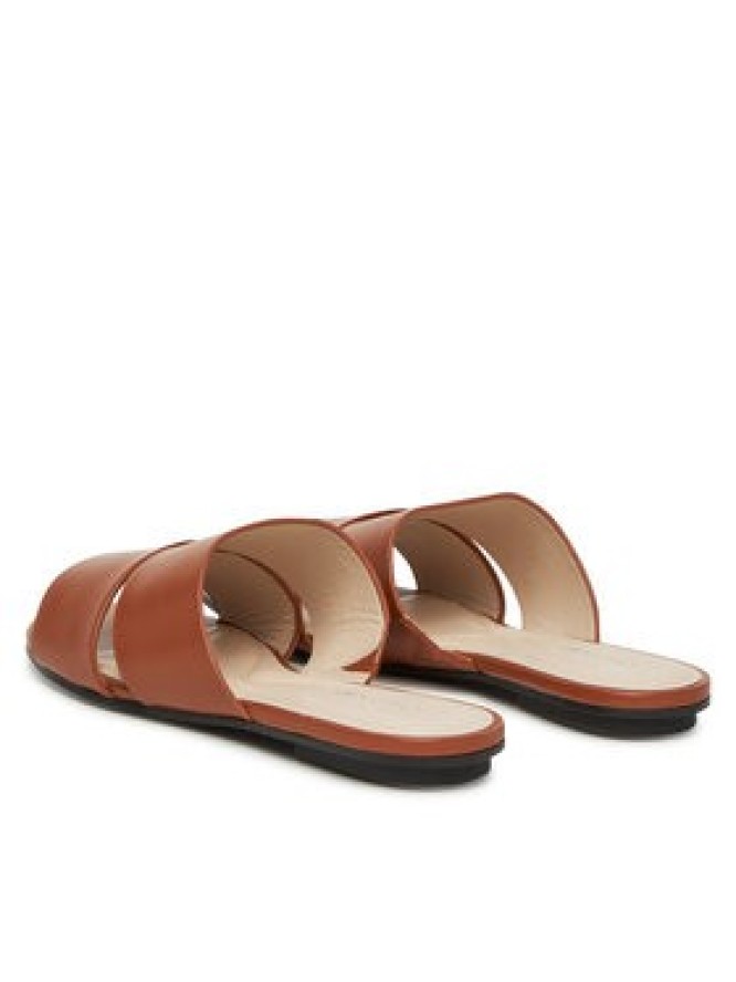 Calvin Klein Klapki Flat Slide - Lth 2 Straps HW0HW02365 Brązowy
