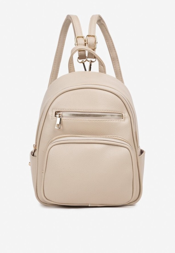 Ciemnobeżowy Plecak Ozdobiony Suwakami z Odpinanymi Paskami z Regulacją Nelmira