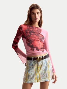 Desigual Bluzka Orchid Lacroix 26SWTK50 Różowy Slim Fit
