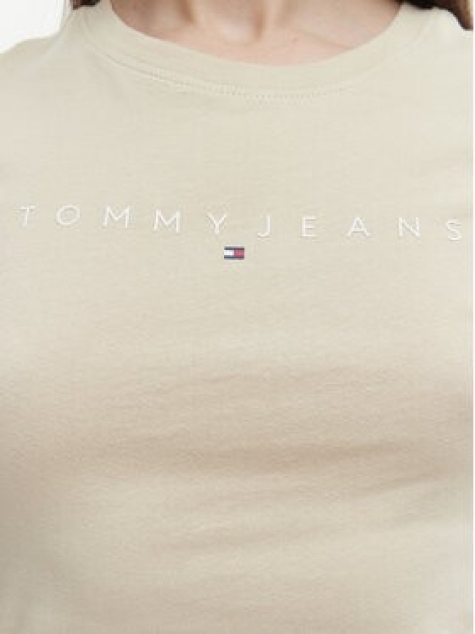 Tommy Jeans T-Shirt DW0DW18398 Beżowy jasny Slim Fit