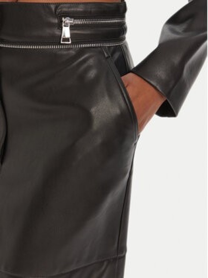 KARL LAGERFELD Spódnica z imitacji skóry A3W12014 Czarny Regular Fit