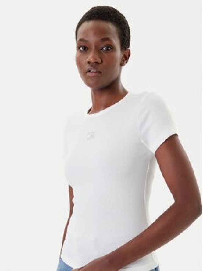 Tommy Jeans T-Shirt Badge DW0DW17881 Biały Slim Fit