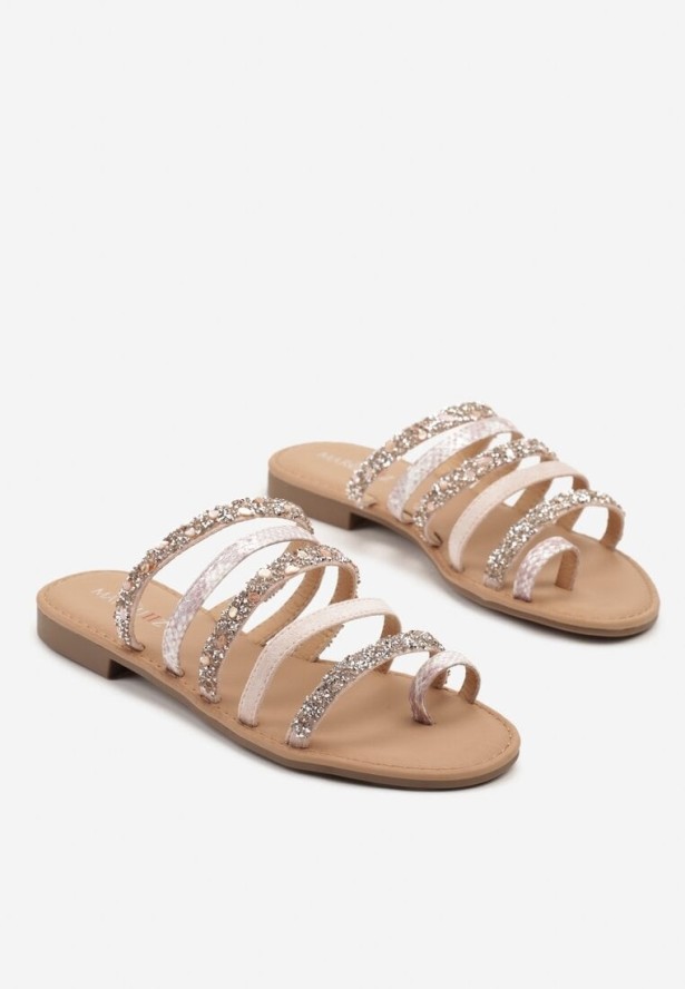 Różowe Klapki z Ozdobnymi Paskami Lunaviae