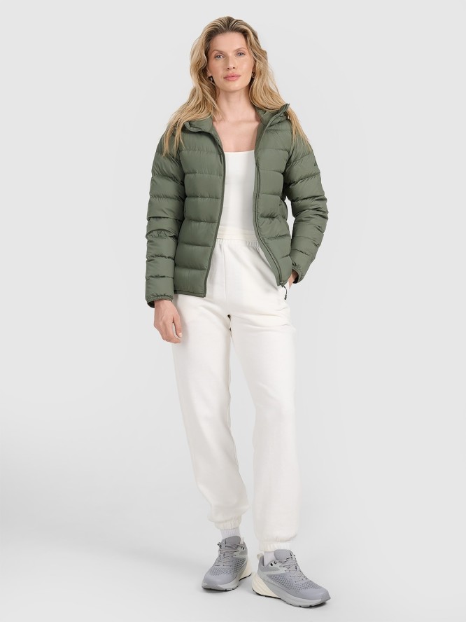 4F Kurtka puchowa z wypełnieniem naturalnym damska - oliwkowa/khaki L