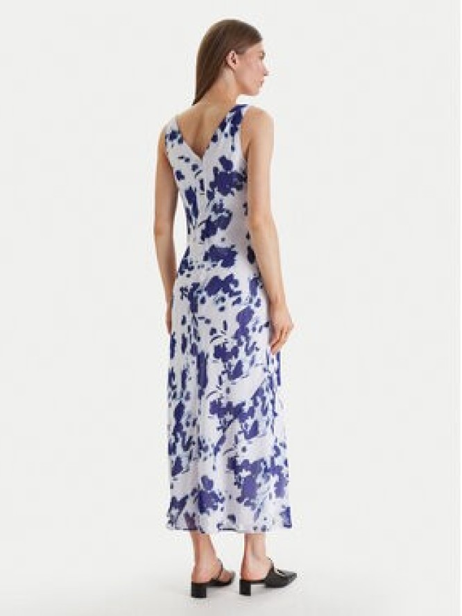 Calvin Klein Sukienka wieczorowa Printed Chiffon Sl Cowl LV044F029G Biały Regular Fit