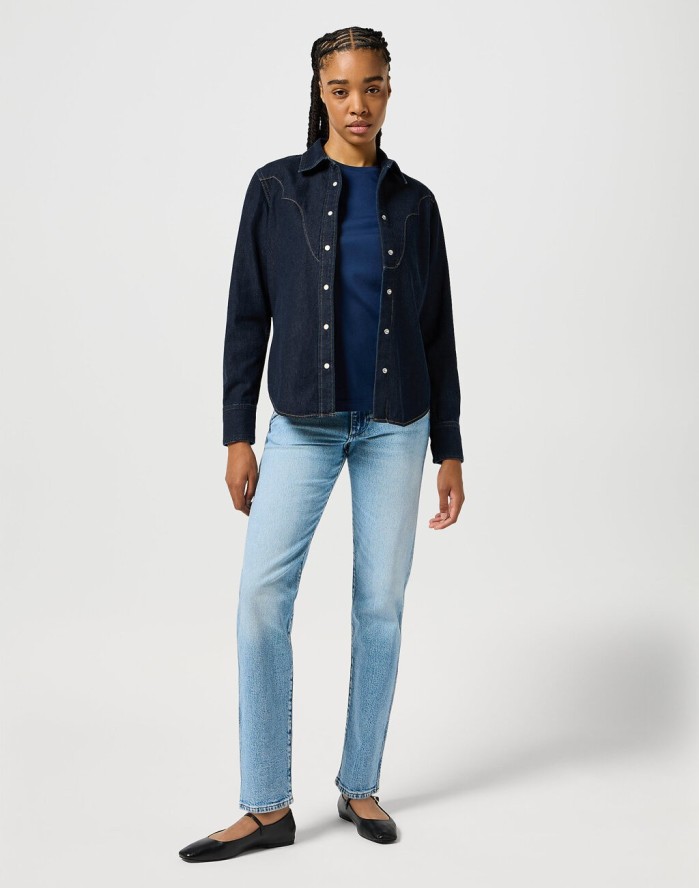 WRANGLER DAMSKA KOSZULA SLIM YOKE SHIRT FROSTED DENIM 112357525 W527018371