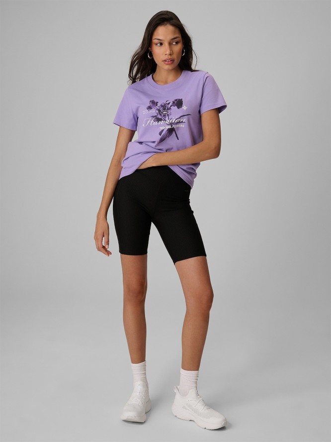 4F T-shirt regular z nadrukiem damski - fioletowy S