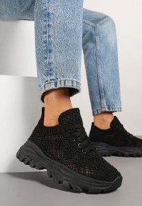 Czarne Sneakersy Ozdobione Siateczką Toliselle