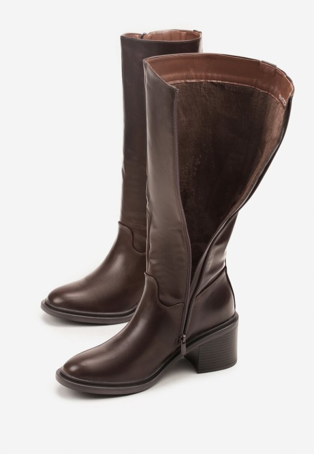 Ciemnobrązowe Kozaki Oficerki Vices na Słupku Giorima