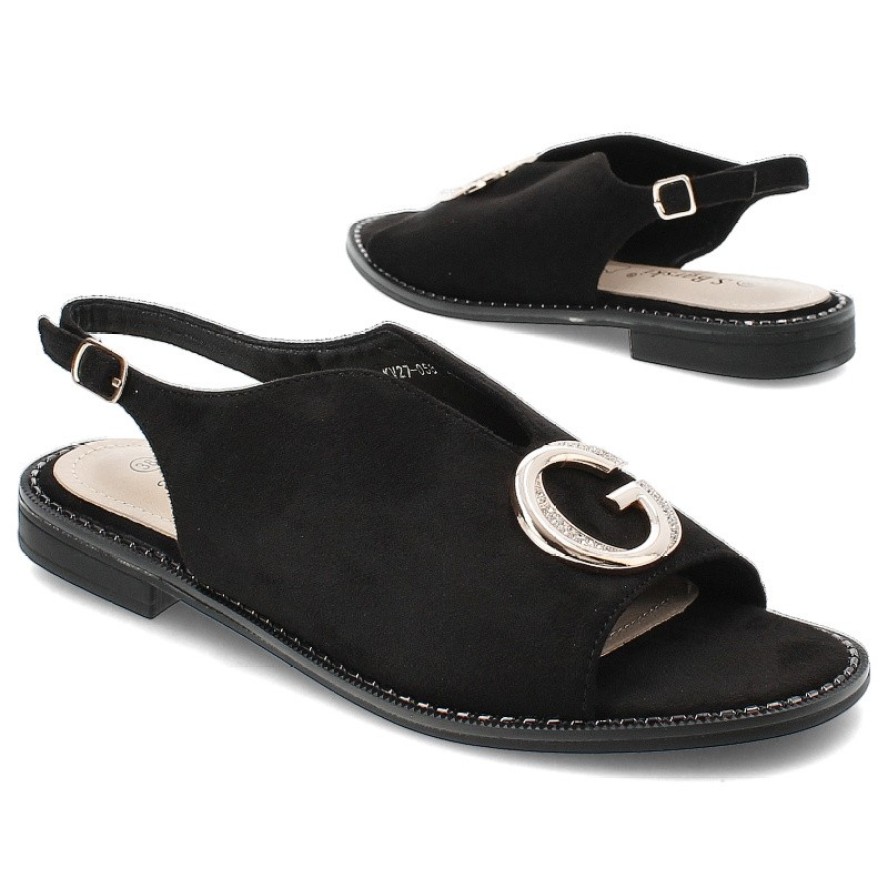 Czarne Sandały S.Barski Eleganckie Obuwie Damskie