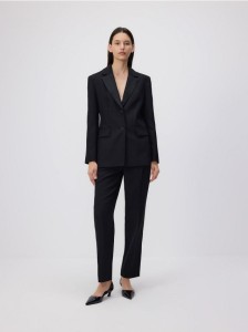 Spodnie garniturowe z wełną - czarny