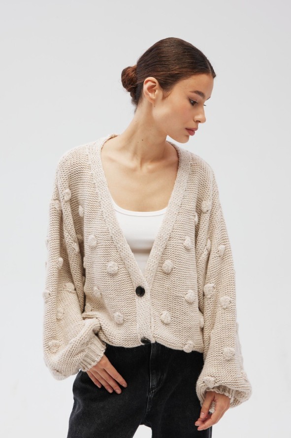 Kardigan zapinany na guziki w kolorze LIGHT BEIGE - BUBLE