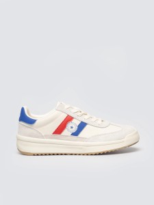 sneakersy damskie ze skórzanymi wstawkami beżowe tt274161 801