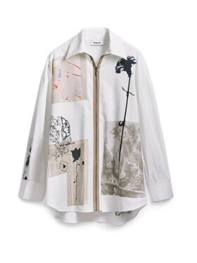 Desigual Koszula Recortes 25SWCW23 Biały Relaxed Fit