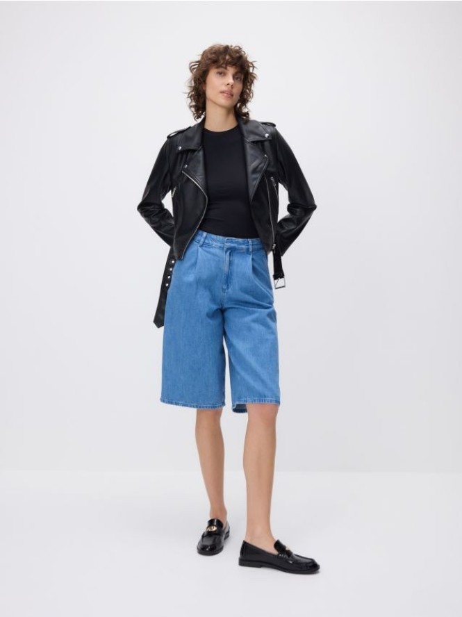 Ramoneska z imitacji skóry - czarny