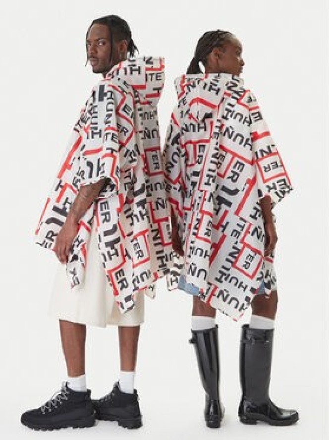 Hunter Ponczo HARU0006261 Biały Regular Fit