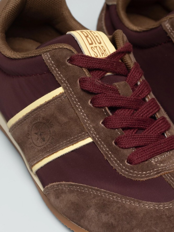 sneakersy damskie z zamszowymi wstawkami brązowe tt274560 803