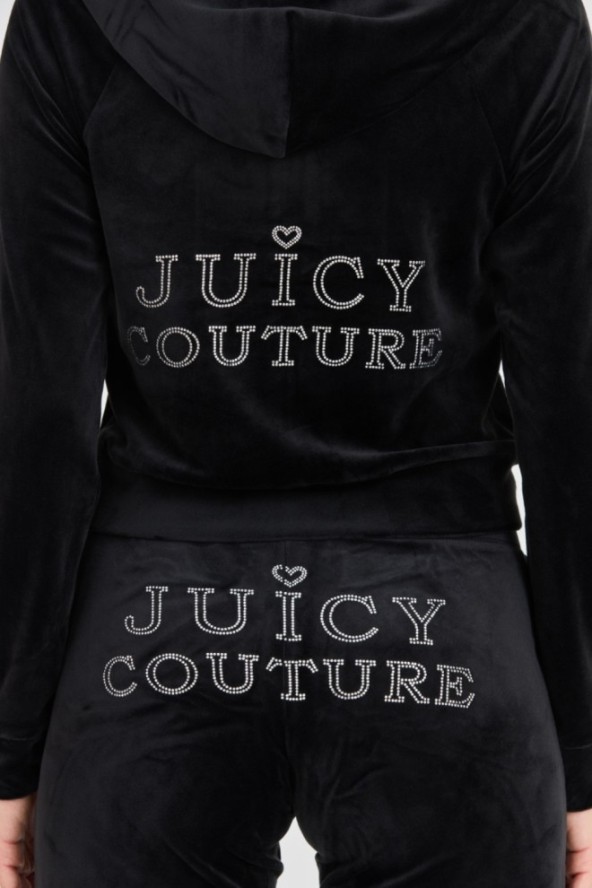 JUICY COUTURE Damska czarna bluza Regal Madison Hoodie, Rozmiar M