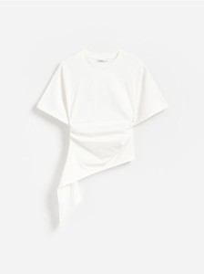 T-shirt z asymetrycznym dołem - biały