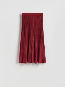 Plisowana spódnica midi - bordowy