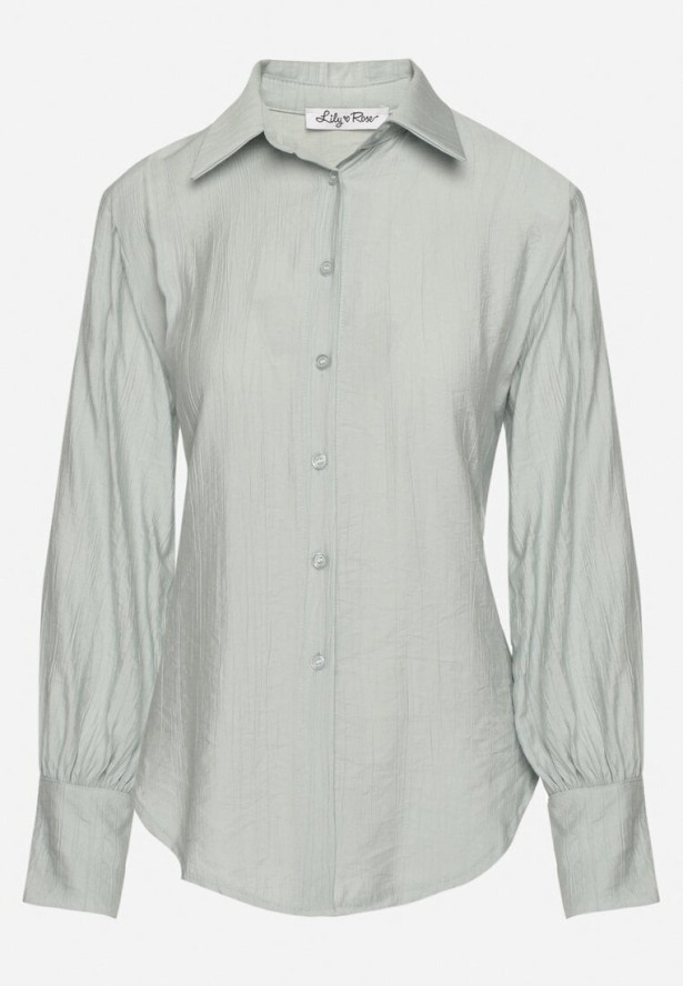 Jasnozielona Koszula z Usztywnionymi Ramionami Ozdobiona Sznurkiem Meroriela
