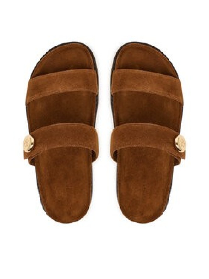 Tory Burch Klapki Romy Sport 183266 Brązowy