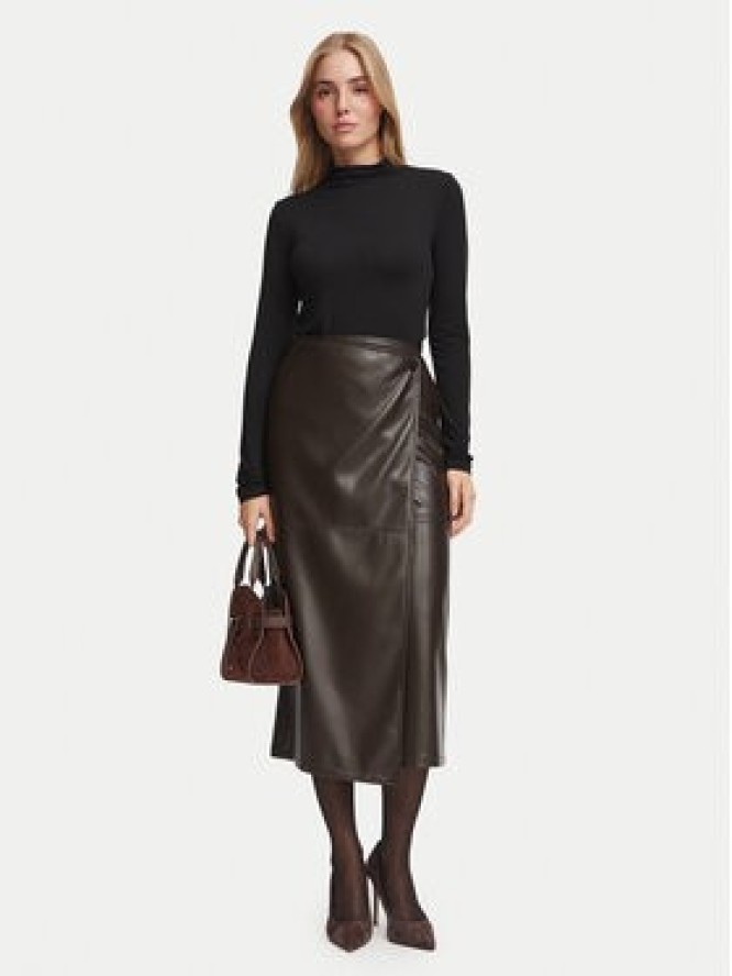 Marella Spódnica z imitacji skóry Emme by Marella Utile 2625776012 Brązowy ciemny Regular Fit