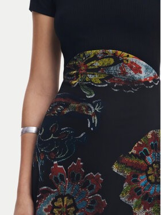 Desigual Sukienka codzienna Paisley 25SWVK32 Czarny Regular Fit