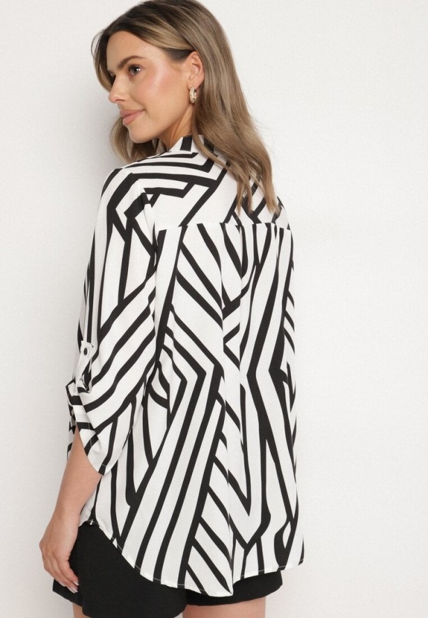 Biała Koszula z Bawełną i Geometrycznym Wzorem Tiarine