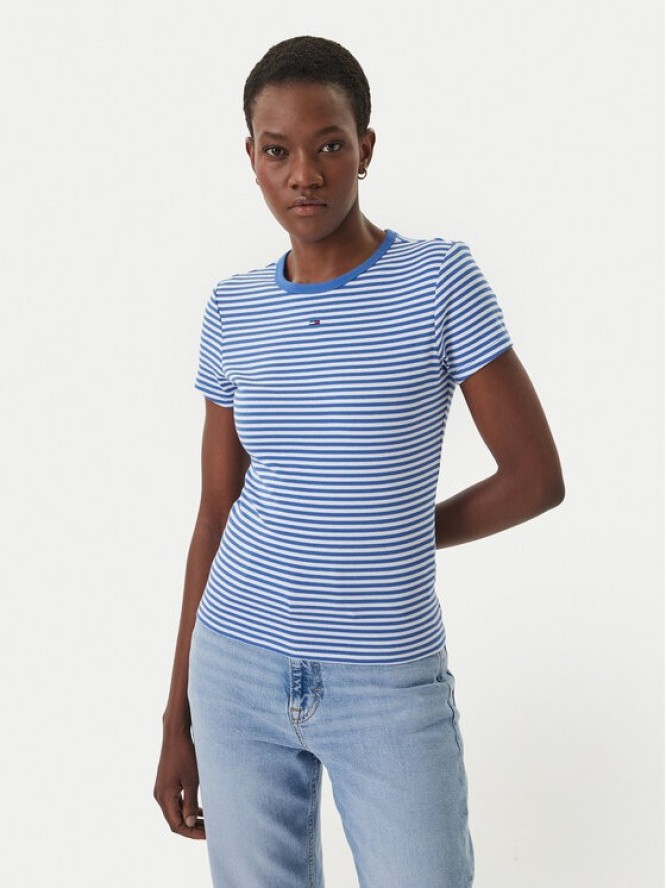 Tommy Jeans T-Shirt Essential DW0DW17383 Niebieski Slim Fit