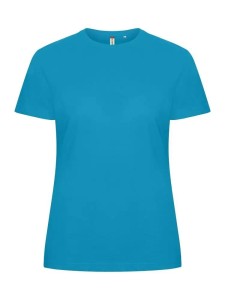 clique Basic-T Women damski T-shirt turkusowy, dopasowany krój, 100% bawełna