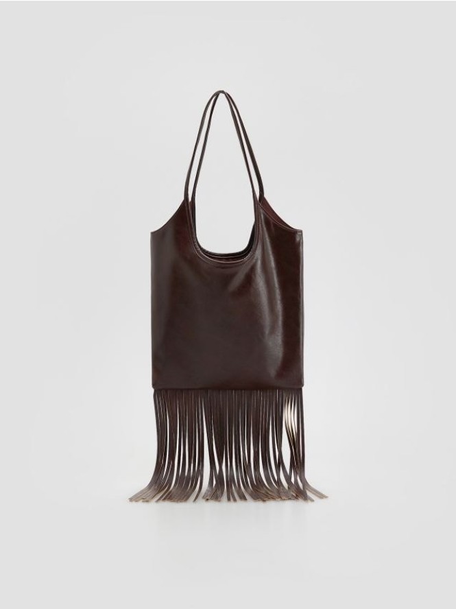 Torebka z frędzlami - brązowy