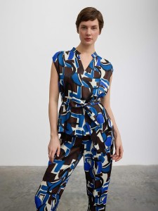 BGN Bluzka w kolorze niebiesko-kremowo-brązowym rozmiar: 40