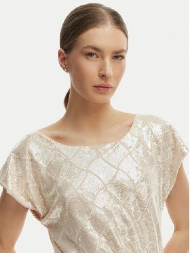 Rinascimento Sukienka wieczorowa CFC0020276002 Beżowy Slim Fit