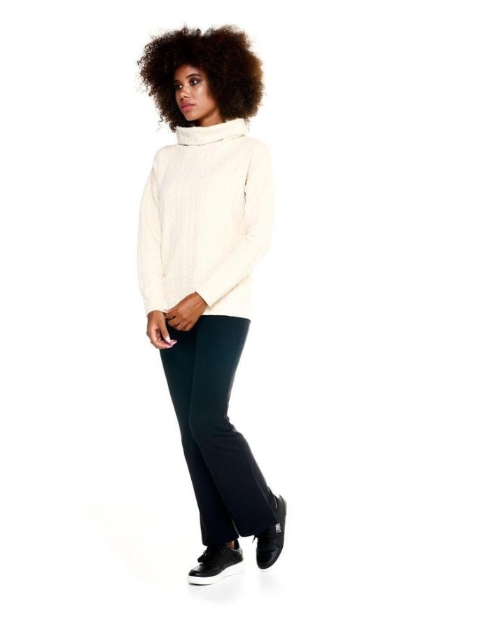 Szary damski sweter Leone z warkoczami