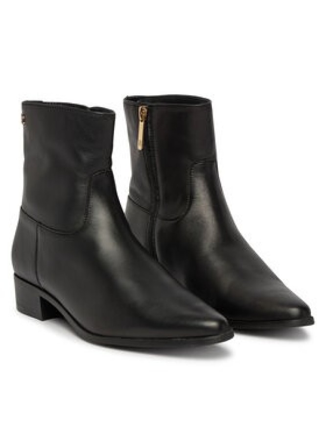 Tommy Hilfiger Botki Leather Ankle Boot W Zip FW0FW09921 Czarny