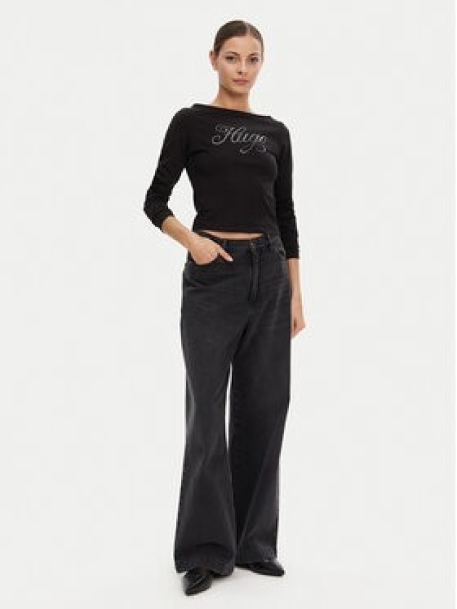 HUGO Bluzka 50537227 Czarny Slim Fit