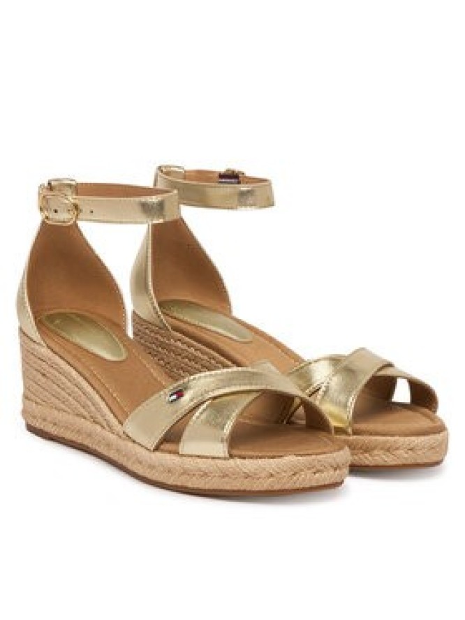 Tommy Hilfiger Espadryle Metalic Crossover Strap FW0FW09333 Złoty