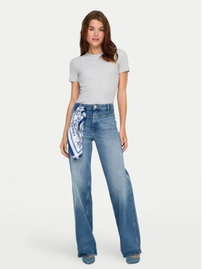 ONLY T-Shirt Val 15339774 Szary Slim Fit