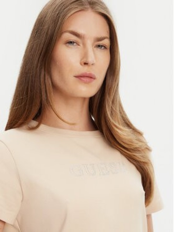 Guess T-Shirt V3BI11 J1314 Beżowy Regular Fit