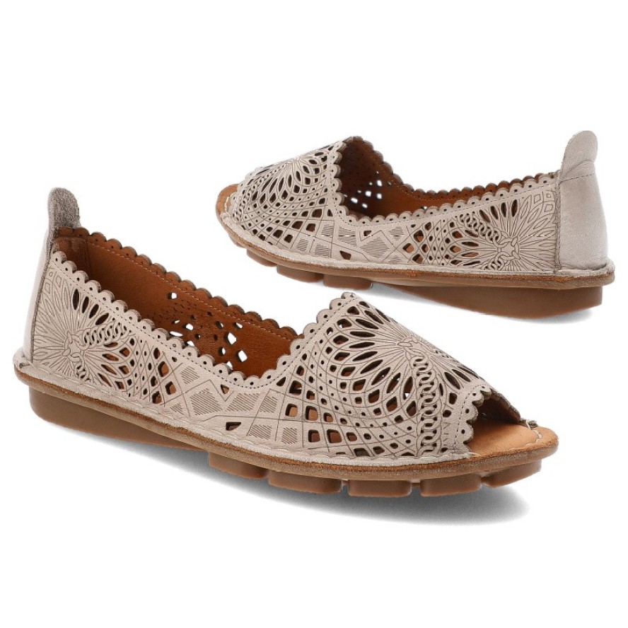 Szare Baleriny Ravini Modne Wsuwane Obuwie Damskie