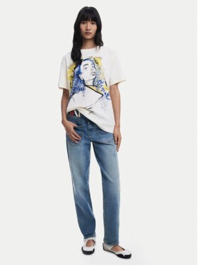 Desigual T-Shirt Portrait 25WWTK05 Biały Loose Fit