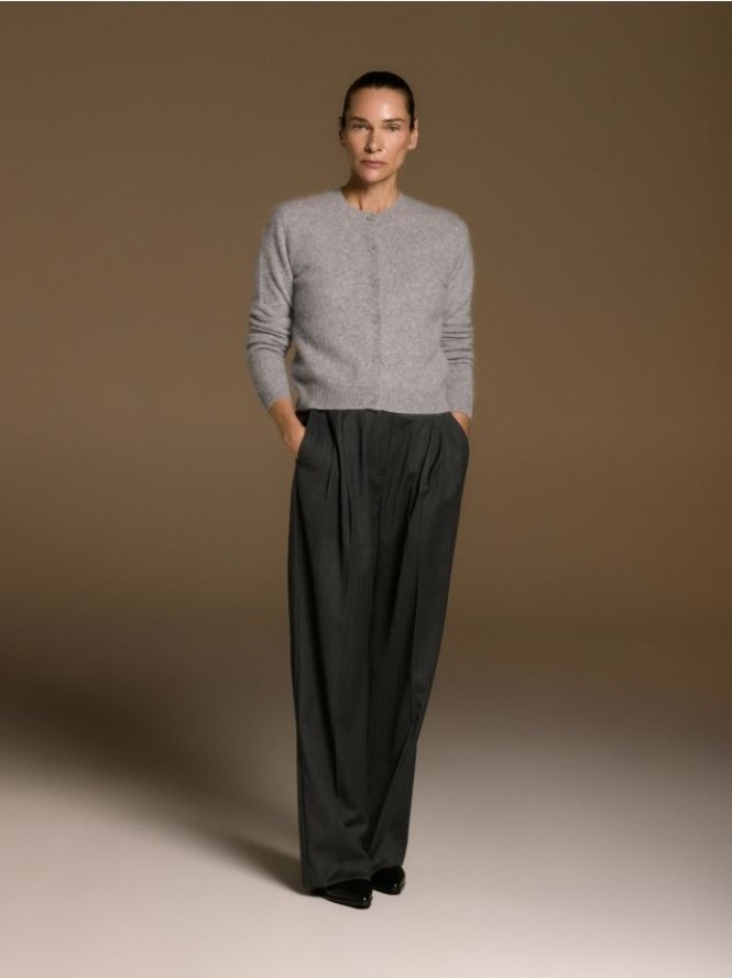 Wełniany kardigan z dodatkiem kaszmiru - jasnoszary