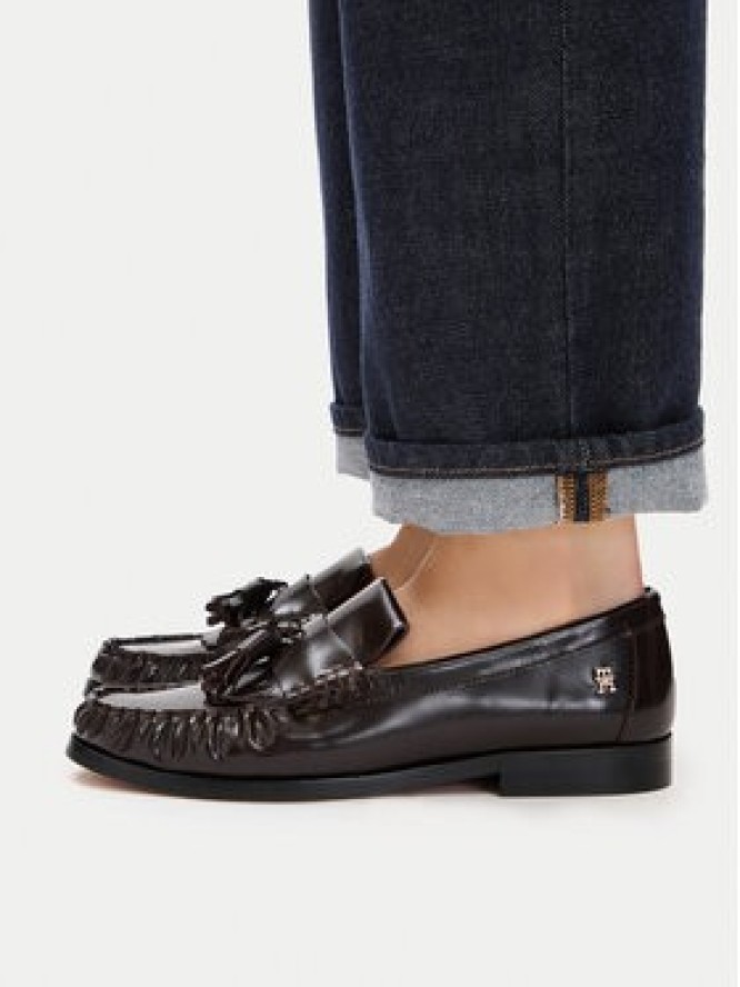 Tommy Hilfiger Mokasyny Tassel Abrasivato FW0FW09460 Brązowy ciemny