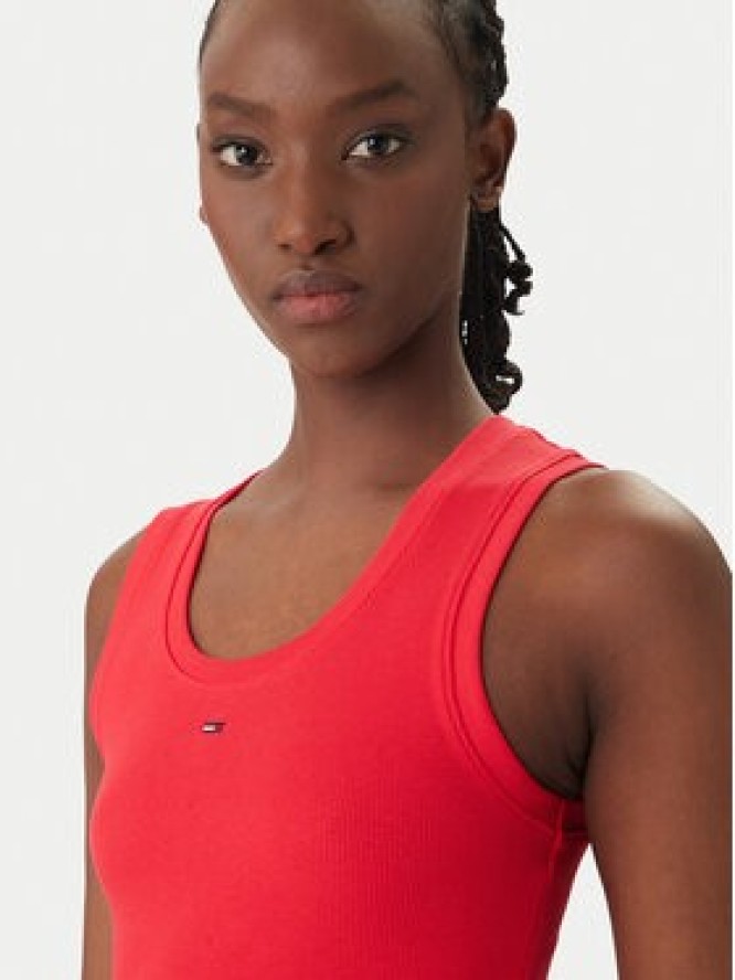 Tommy Jeans Top Essential DW0DW20673 Czerwony Slim Fit